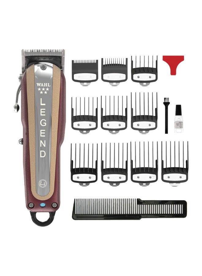 Legend 5 Star Professional Cordless Hair Clipper With Adjustable Taper Arm Red