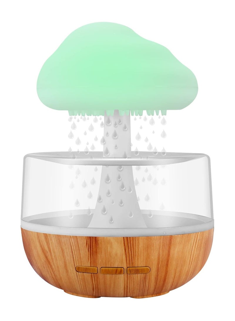 Raining Cloud Night Light Aromatherapy Essential Oil Diffuser Micro Humidifier Desk Fountain Bedside Sleeping Relaxing Mood Water Drop Sound (White)