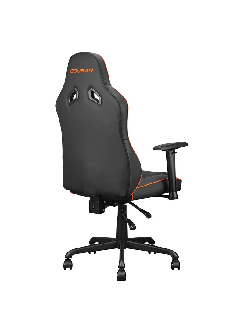 Fusion S Ergonomic Gaming Chair, PVC Faux Leather, Metal 5-Star Base, , Built-in 3D Curved Lumbar Support, Adjustable Armrest, Class 4 Gas Lift Cylinder, 120 kg, Orange/Black | 3MFSLORB.0001