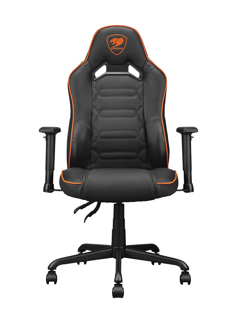 Fusion S Ergonomic Gaming Chair, PVC Faux Leather, Metal 5-Star Base, , Built-in 3D Curved Lumbar Support, Adjustable Armrest, Class 4 Gas Lift Cylinder, 120 kg, Orange/Black | 3MFSLORB.0001