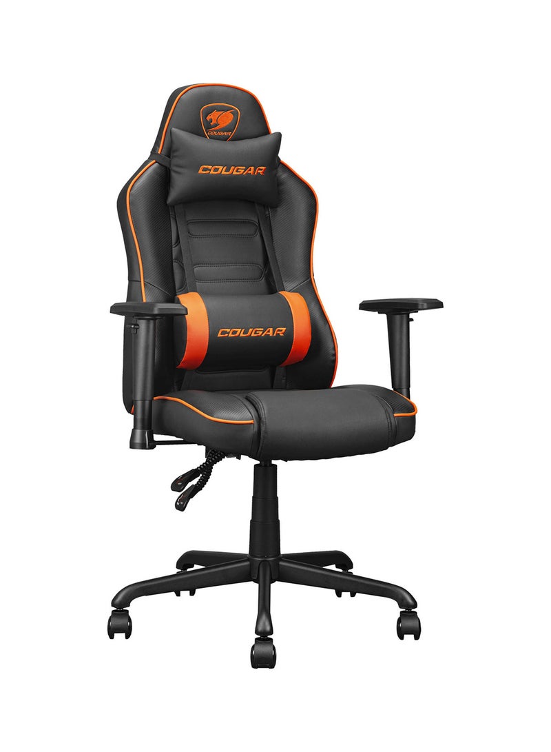 Fusion S Ergonomic Gaming Chair, PVC Faux Leather, Metal 5-Star Base, , Built-in 3D Curved Lumbar Support, Adjustable Armrest, Class 4 Gas Lift Cylinder, 120 kg, Orange/Black