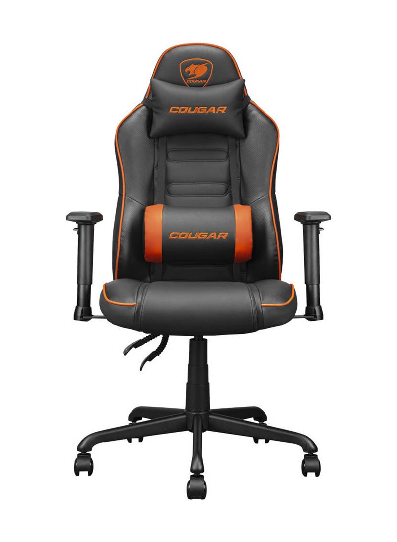 Fusion S Ergonomic Gaming Chair, PVC Faux Leather, Metal 5-Star Base, , Built-in 3D Curved Lumbar Support, Adjustable Armrest, Class 4 Gas Lift Cylinder, 120 kg, Orange/Black | 3MFSLORB.0001