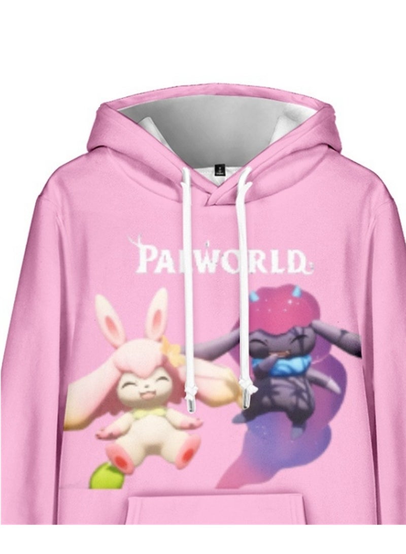 Palworld Phantom Beast Palu Animation Printed Hooded Sweatshirt for Adults and Children
