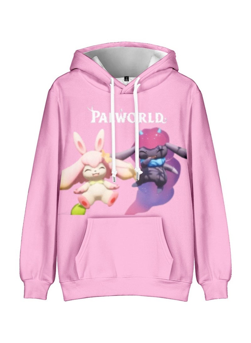 Palworld Phantom Beast Palu Animation Printed Hooded Sweatshirt for Adults and Children