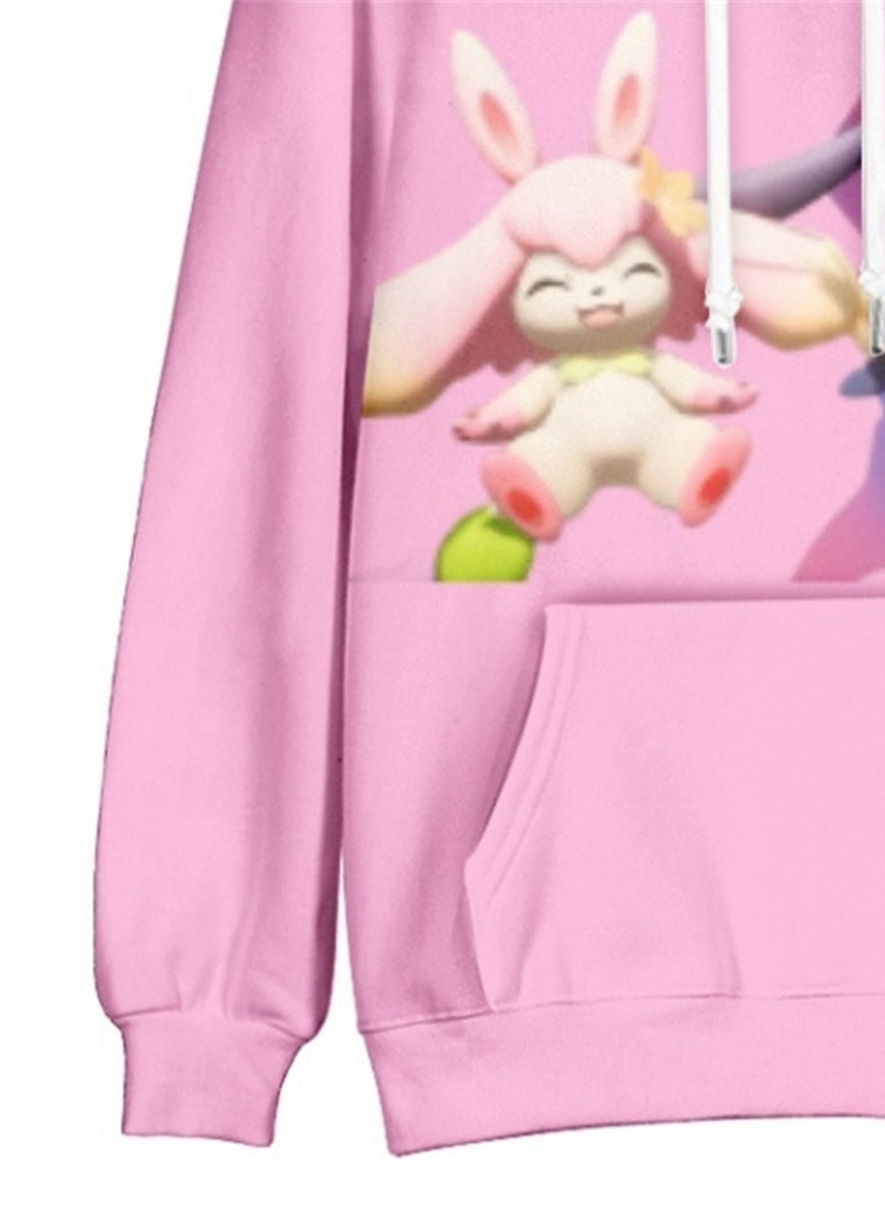 Palworld Phantom Beast Palu Animation Printed Hooded Sweatshirt for Adults and Children