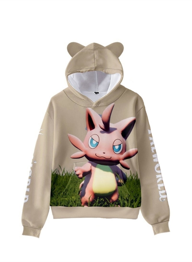 Palworld Phantom Beast Pallu 3D Digital Printing Cat Ears Hooded Sweatshirt
