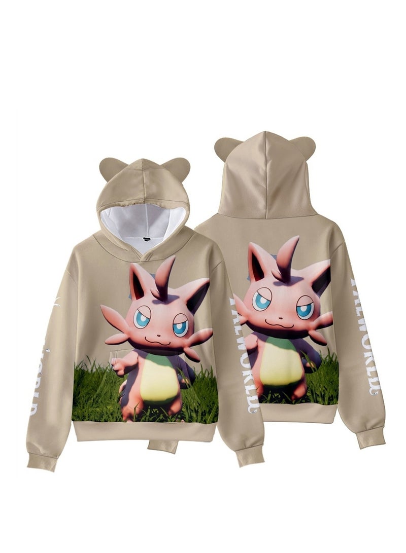 Palworld Phantom Beast Pallu 3D Digital Printing Cat Ears Hooded Sweatshirt