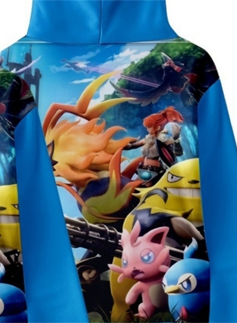 Palworld Phantom Beast Pallu 3D Digital Printing Cat Ears Hooded Sweatshirt