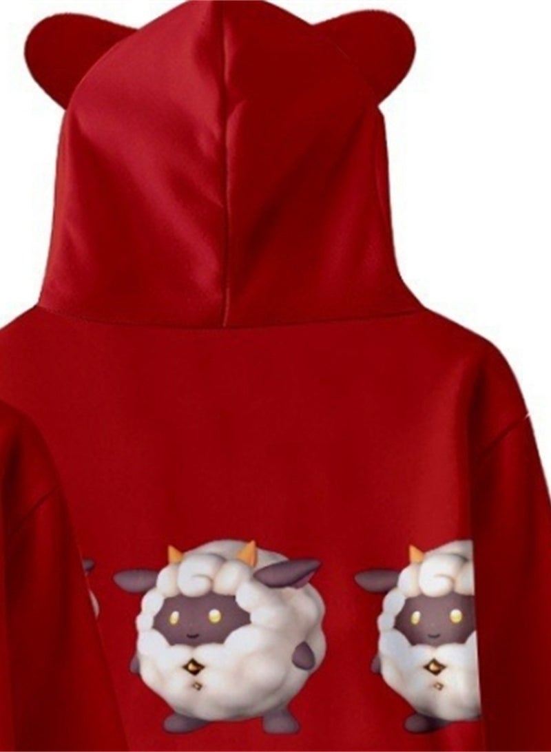 Palworld Phantom Beast Pallu 3D Digital Printing Cat Ears Hooded Sweatshirt
