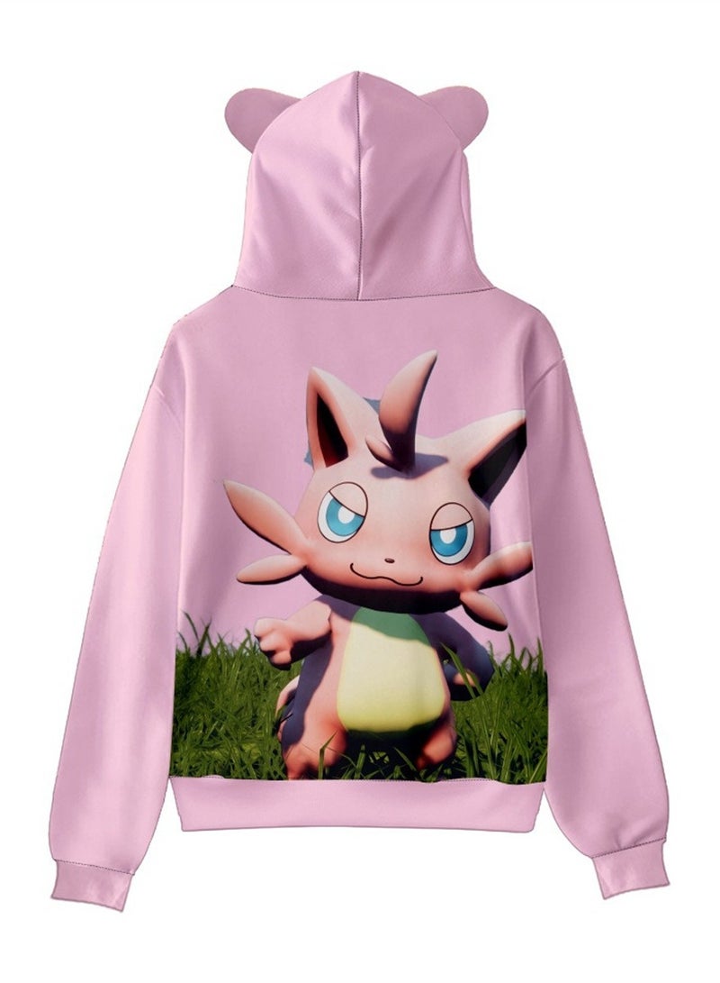 Palworld Phantom Beast Pallu 3D Digital Printing Cat Ears Hooded Sweatshirt