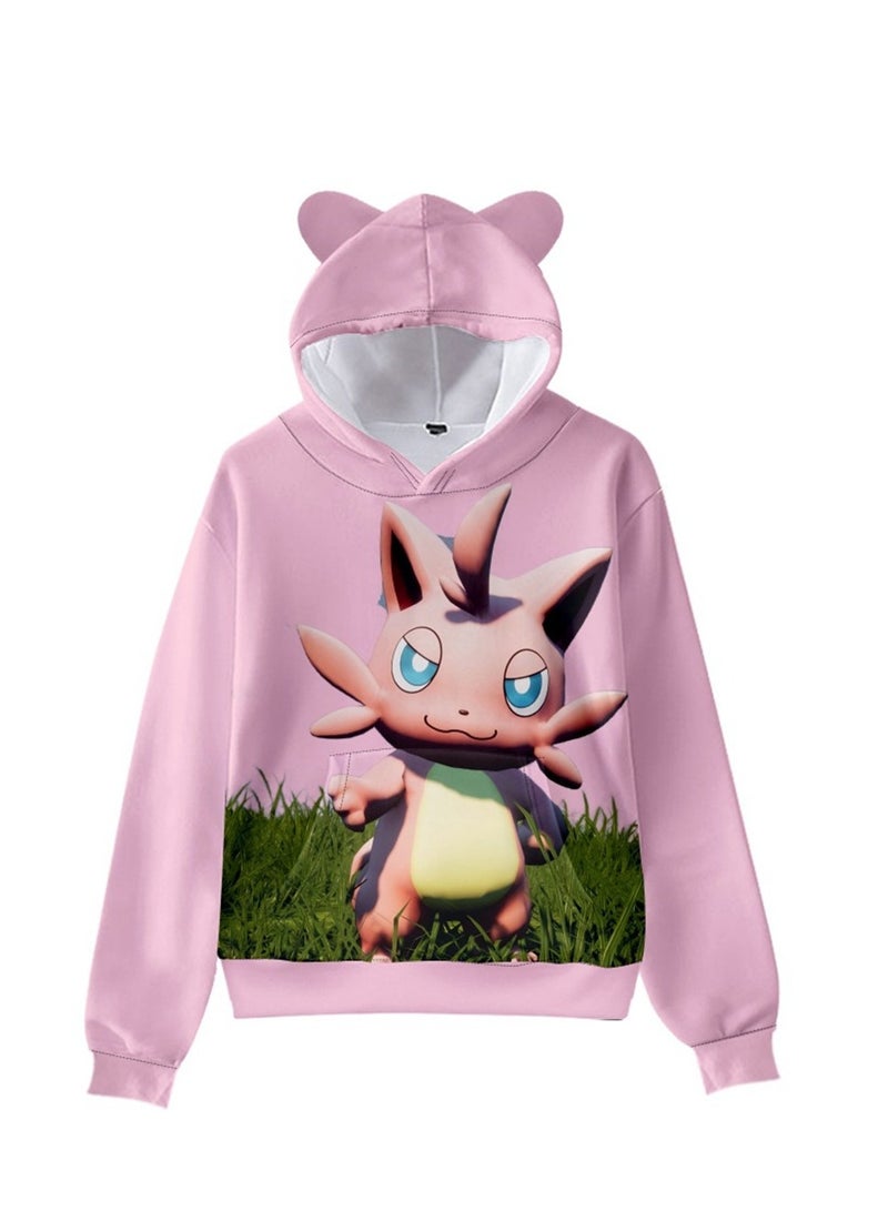 Palworld Phantom Beast Pallu 3D Digital Printing Cat Ears Hooded Sweatshirt