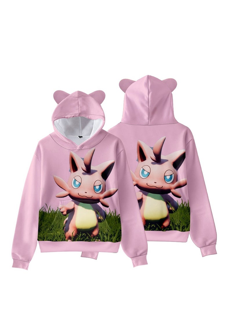 Palworld Phantom Beast Pallu 3D Digital Printing Cat Ears Hooded Sweatshirt