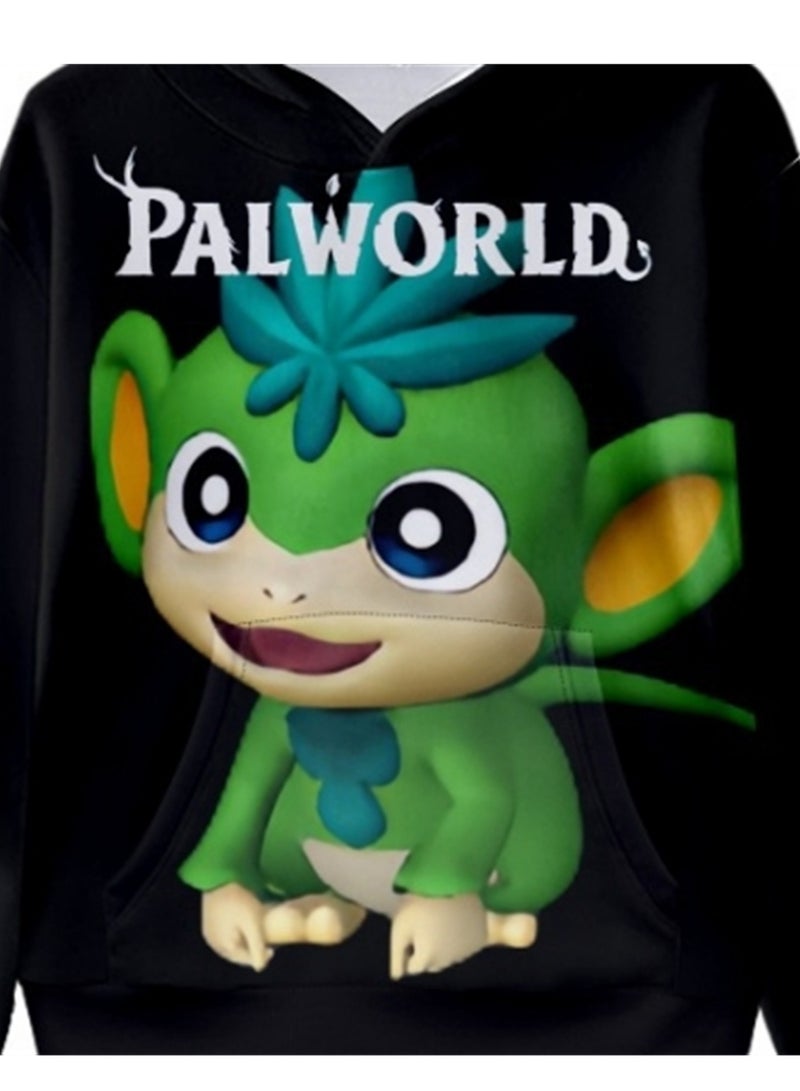 Palworld Phantom Beast Pallu 3D Digital Printing Cat Ears Hooded Sweatshirt