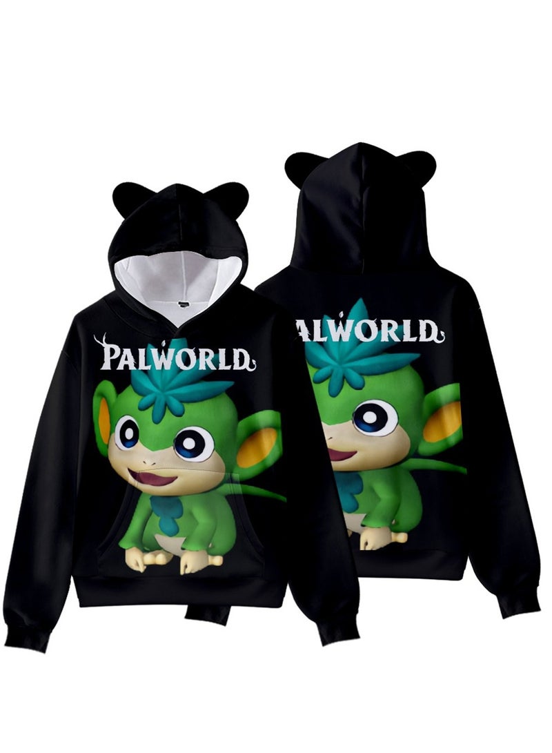 Palworld Phantom Beast Pallu 3D Digital Printing Cat Ears Hooded Sweatshirt