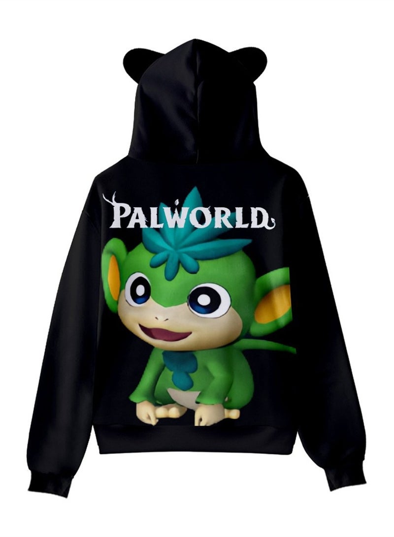 Palworld Phantom Beast Pallu 3D Digital Printing Cat Ears Hooded Sweatshirt