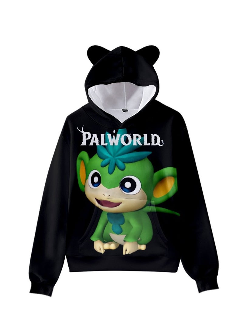 Palworld Phantom Beast Pallu 3D Digital Printing Cat Ears Hooded Sweatshirt