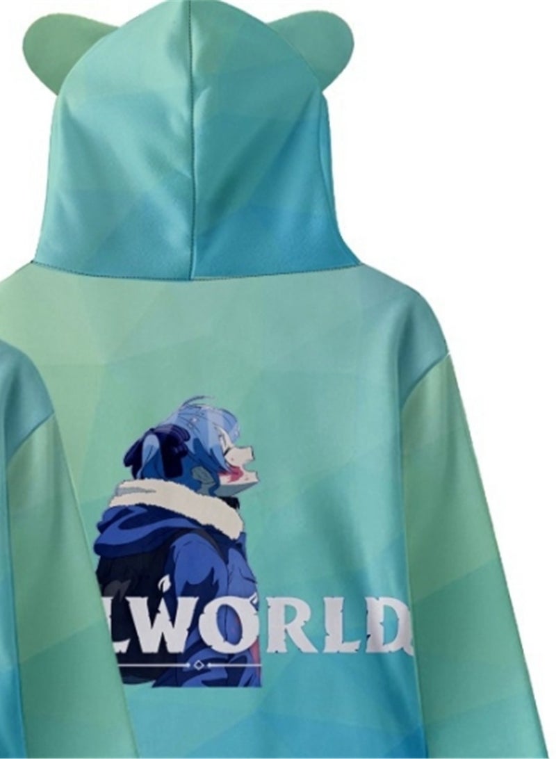 Palworld Phantom Beast Pallu 3D Digital Printing Cat Ears Hooded Sweatshirt