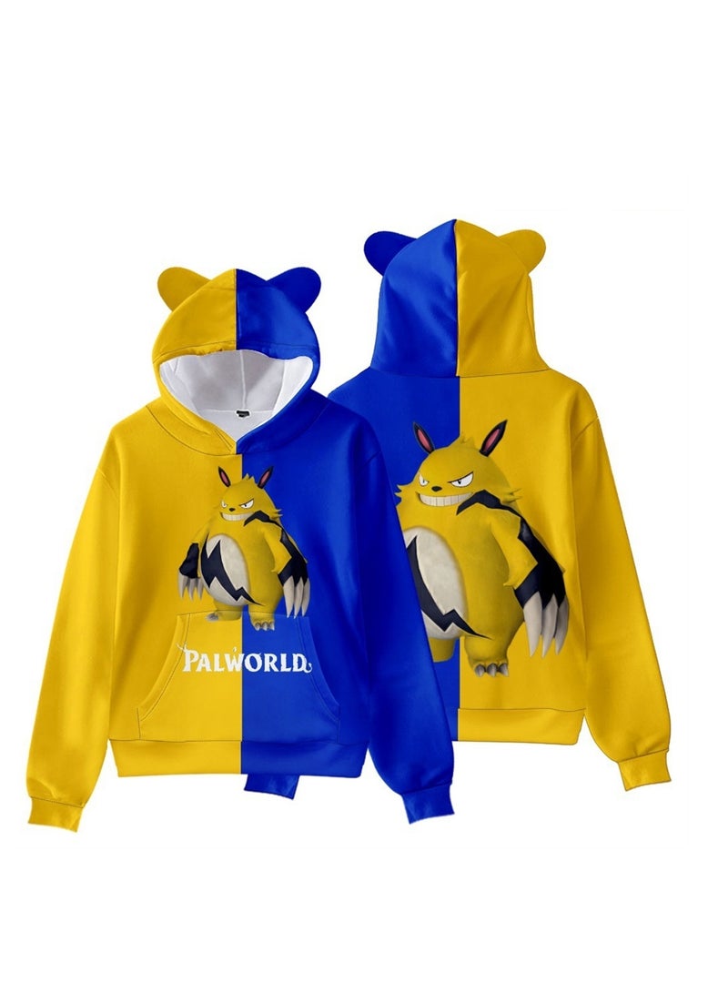 Palworld Phantom Beast Pallu 3D Digital Printing Cat Ears Hooded Sweatshirt