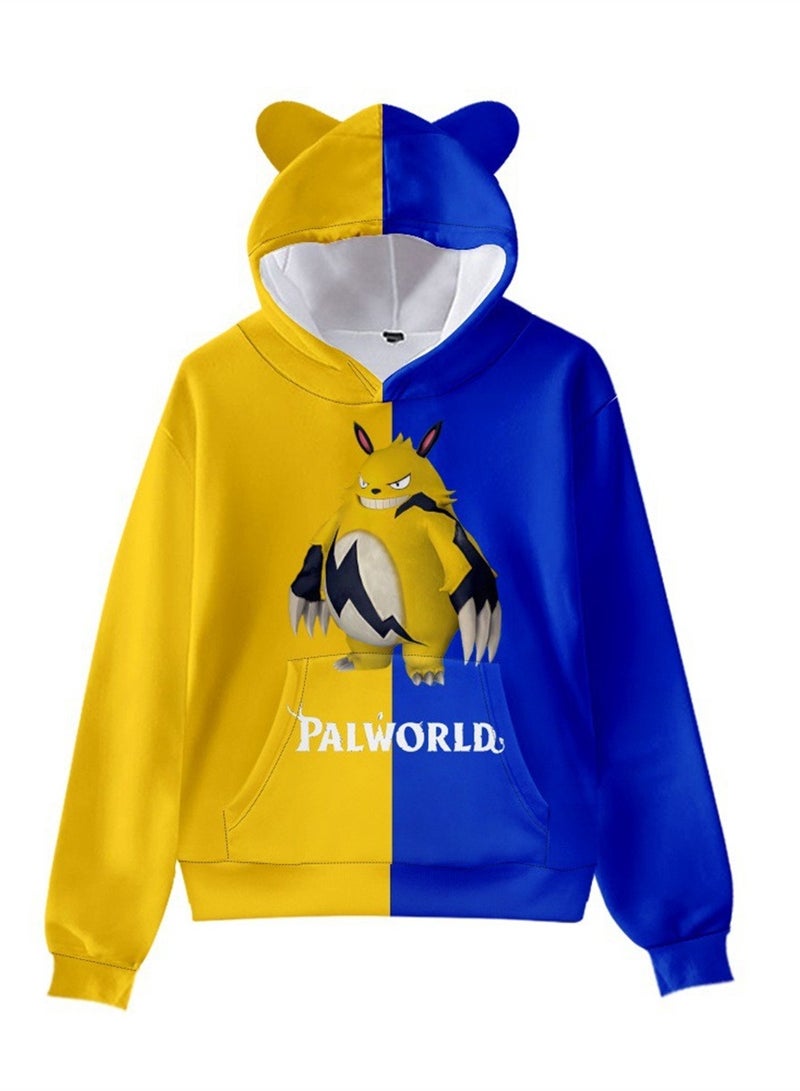 Palworld Phantom Beast Pallu 3D Digital Printing Cat Ears Hooded Sweatshirt