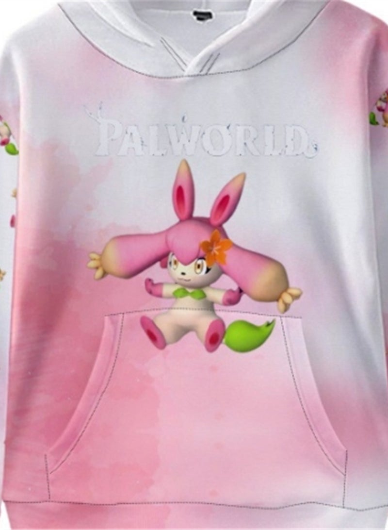 Palworld Phantom Beast Pallu 3D Digital Printing Cat Ears Hooded Sweatshirt
