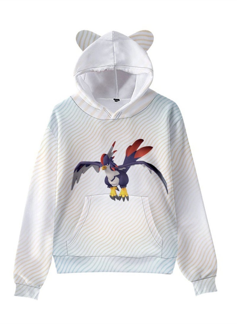 Palworld Phantom Beast Pallu 3D Digital Printing Cat Ears Hooded Sweatshirt