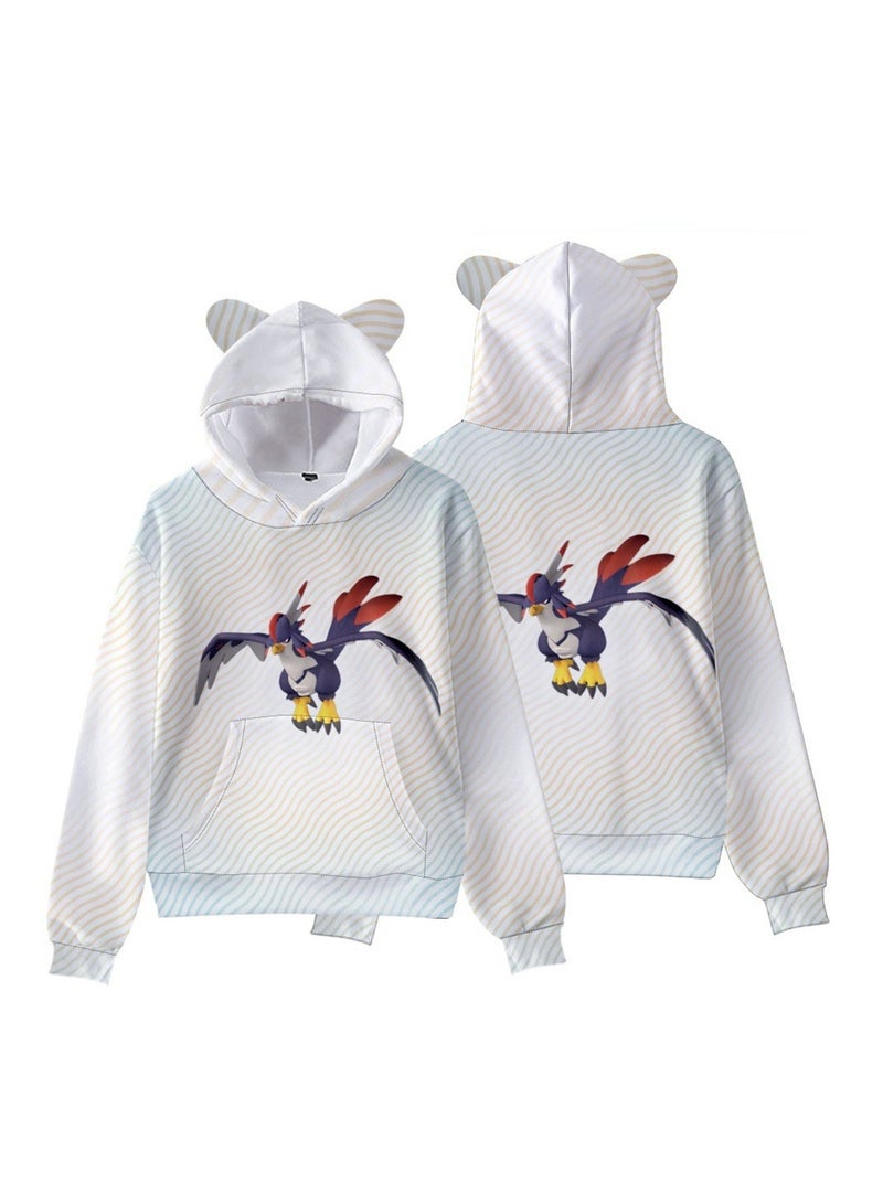 Palworld Phantom Beast Pallu 3D Digital Printing Cat Ears Hooded Sweatshirt