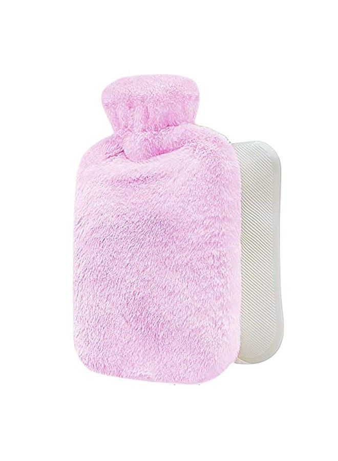 Hot Water Bag with Plush Cover 2L Large Capacity Rubber Hot Water Bottle Hand Feet Warmer for Bed Hot Compress Cold Therapy Shoulder Pain Relief