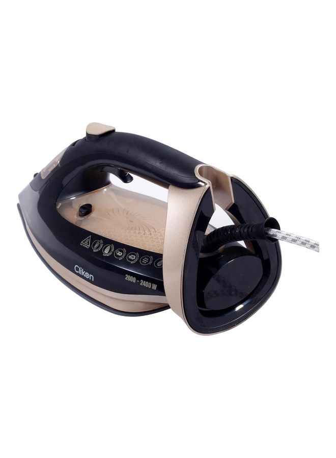 Optimal Steam Iron With Automatic Heat Setting Ceramic Coated Soleplate 2 Trigger Shut-off 280.0 ml 2400.0 W CK4121 Black/Gold