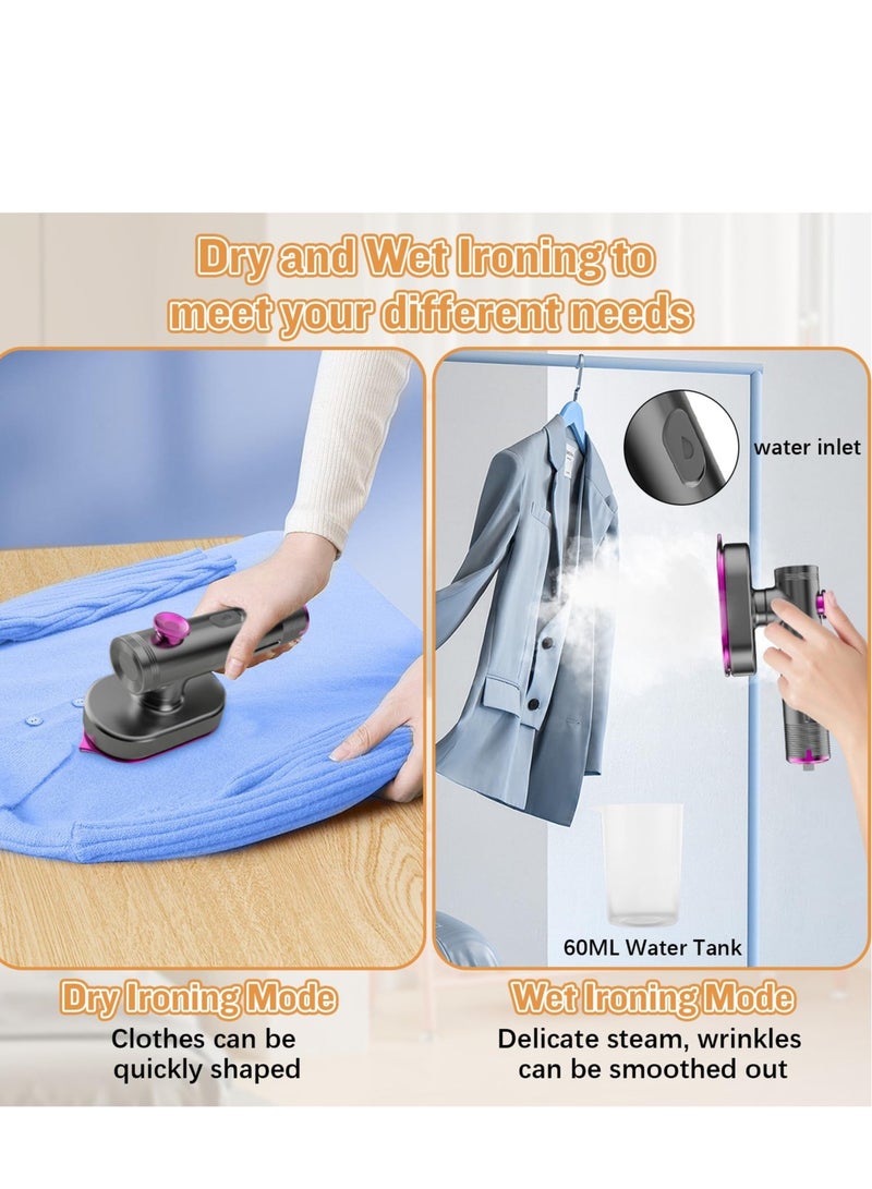 Hand Steamers for Travel Iron, Portable Garment Steamer Travel Iron, Fast Heat-up, Ceramic Nonstick Sole Plate, Dry and Wet Ironing, Suitable for Trips & Home Use