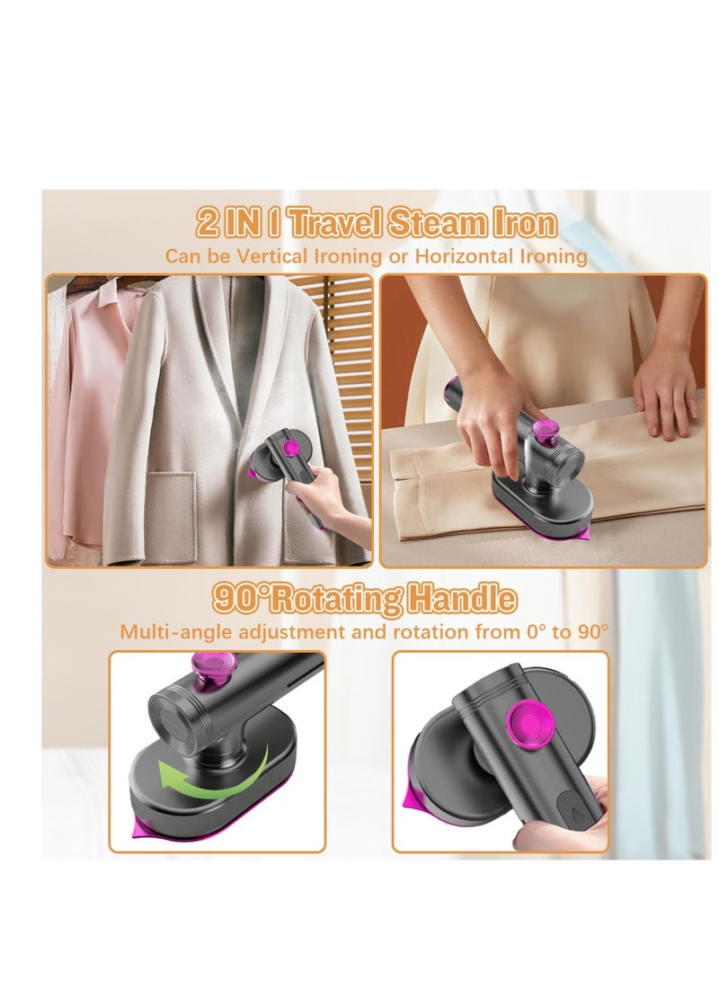 Hand Steamers for Travel Iron, Portable Garment Steamer Travel Iron, Fast Heat-up, Ceramic Nonstick Sole Plate, Dry and Wet Ironing, Suitable for Trips & Home Use