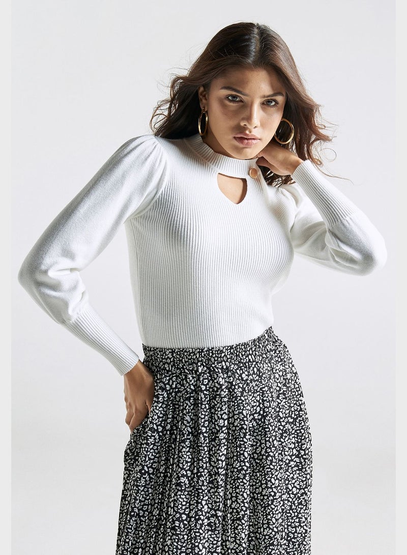 Cutout Detail Ribbed Sweater