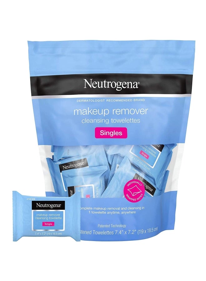 Makeup Remover Cleansing Towelette Singles Daily Face Wipes To Remove Dirt 20 Count (Pack Of 2) Blue 19x18.5cm