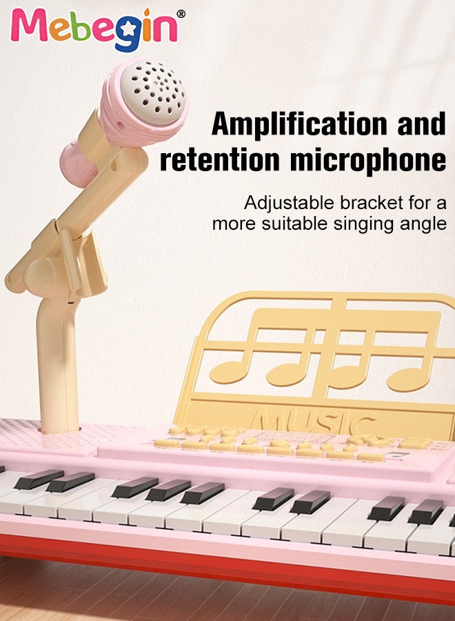 Piano Keyboard with 37 Keys, Microphone and Piano Score, Multifunctional Portable Electronic Piano with Recording Function and Quick-release Elevated Bracket, Educational Instruments Toy for Kids, Early Development Activity Toy, 41.5*14.5*5cm