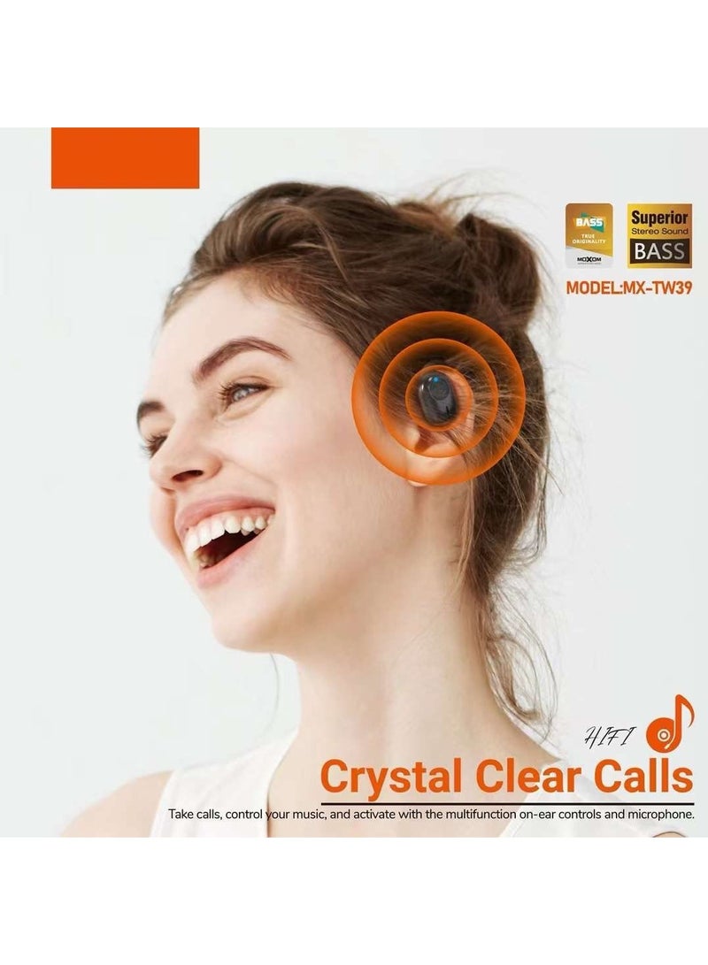 TWS Earbuds Bass Bluetooth 5.3 True Wireless Headphone with 350mAh Charging Case MX-TW39