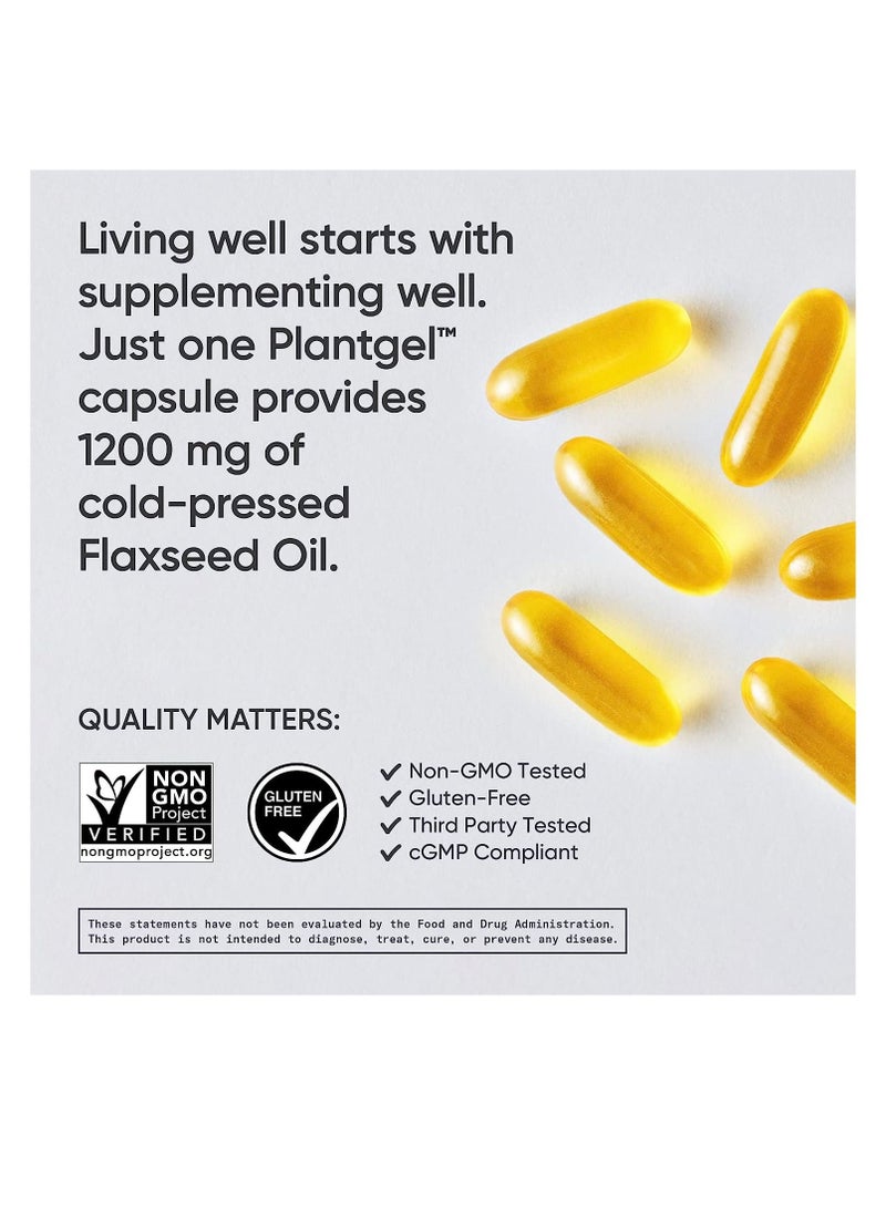 Sports Research Vegan Flaxseed Oil 1200mg with Plant based Omega 3, 180 Veggie softgels