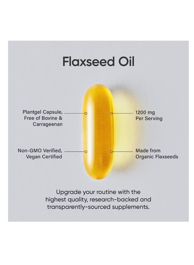 Sports Research Vegan Flaxseed Oil 1200mg with Plant based Omega 3, 180 Veggie softgels