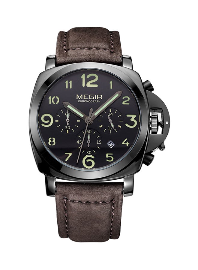 men Water Resistant Leather Chronograph Watch MEGIR-2901