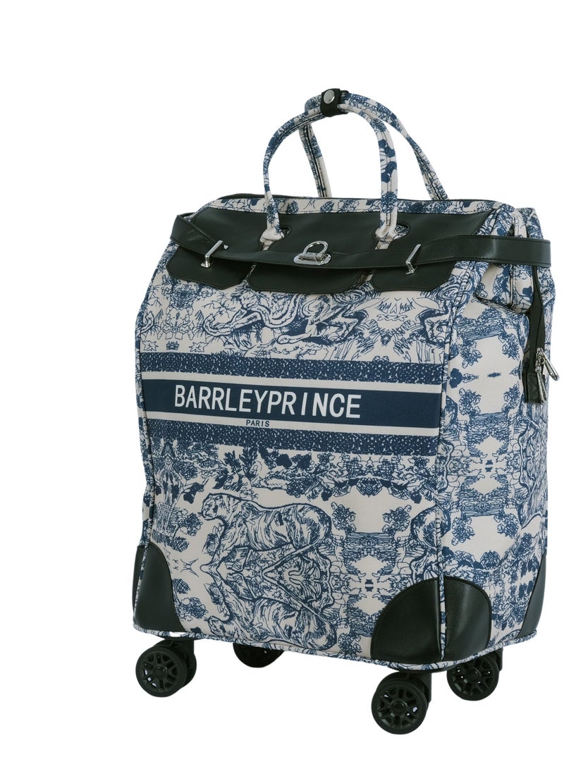Yuchen Barrleyprince Paris Travel Trolly With Hand Carry Fabric Bag Tiger Print