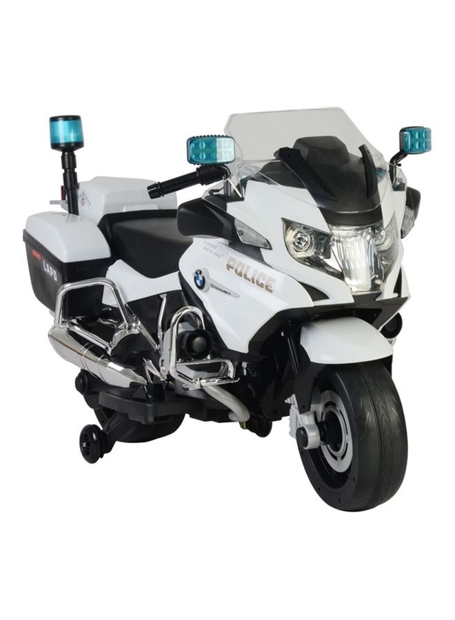 Police Powered Riding Motorbike White