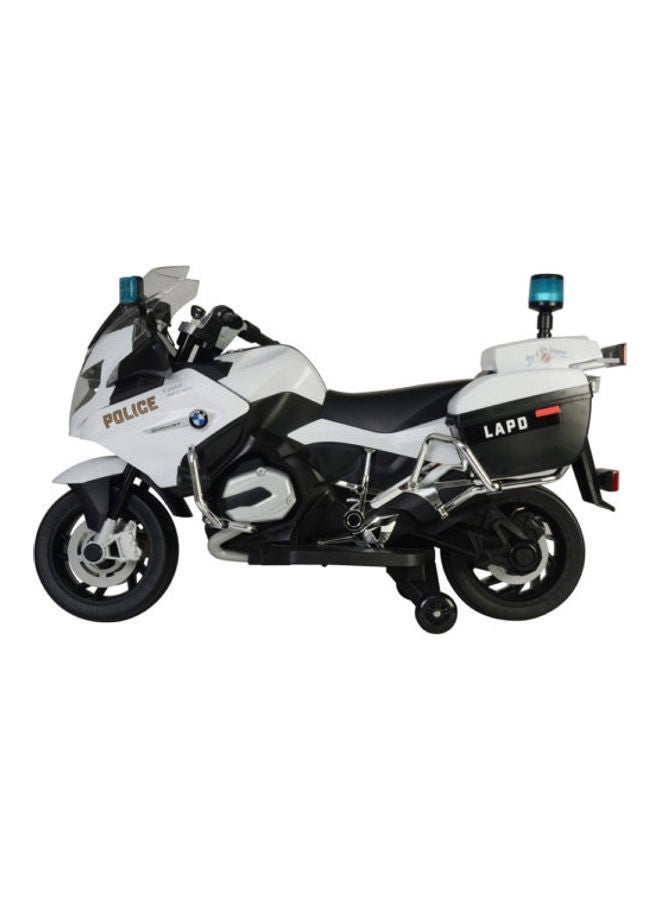 Police Powered Riding Motorbike White