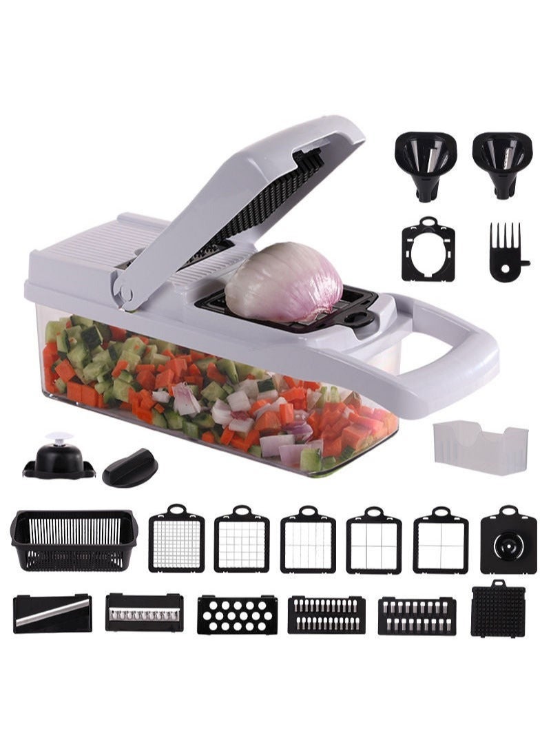 22 PCS Multifunctional Vegetable Chopper Cutter Veggie Chopper with Container Multifunctional Slicer And Dicer Tool