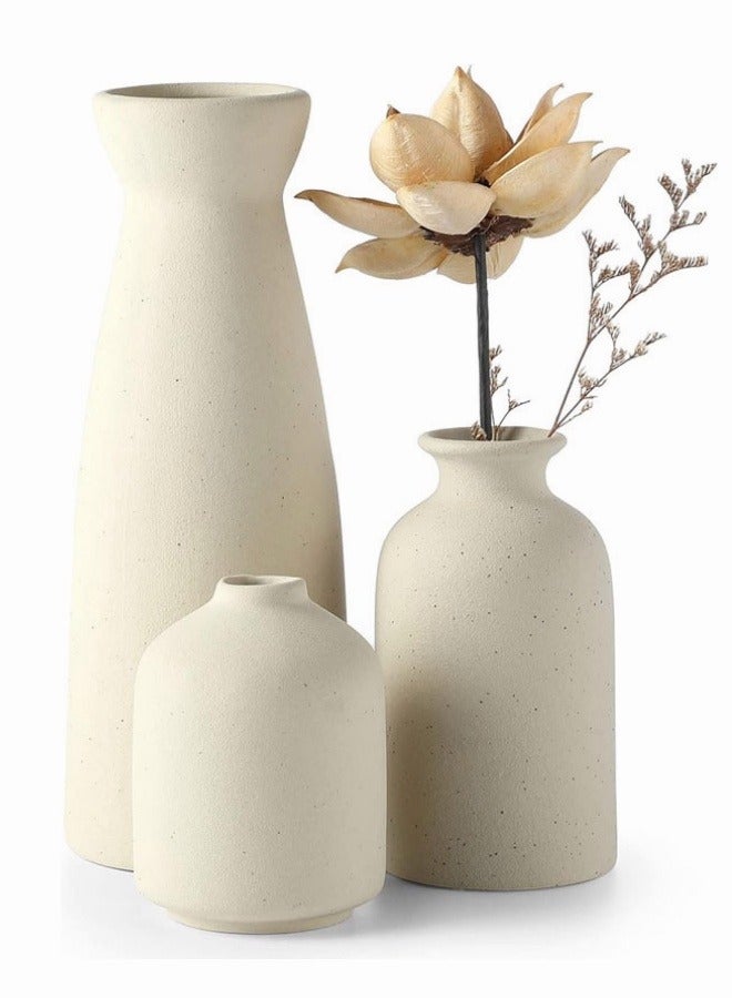 3 Set Black Ceramic vase Small Flower vases for Decor,Modern Home Decor, Vases for Decor,Pampas Grass Vase,Dried Flowers Vases,Living Room,Table Shelf, Centerpieces Decoration