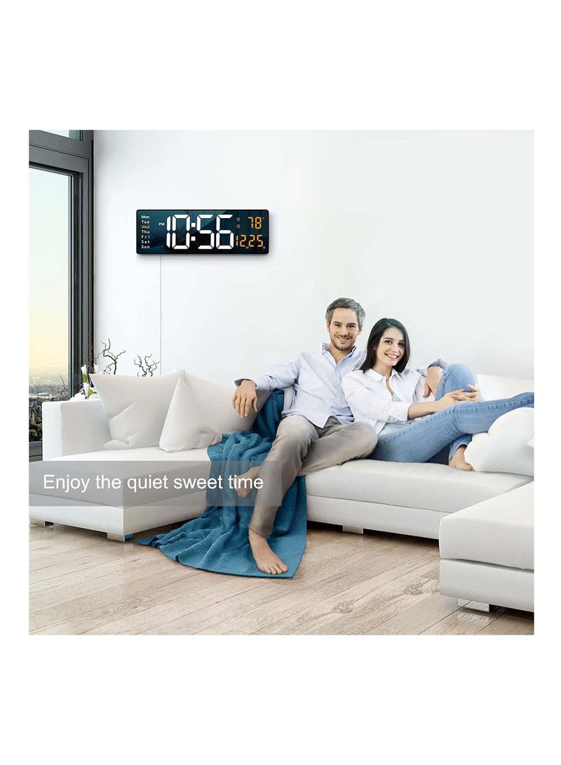 Digital Wall Clock Large Display,16 Inch Large Wall Clocks, LED Digital Clock with Remote Control for Living Room Decor, Automatic Brightness Dimmer Big Clock with Date Week Temperature