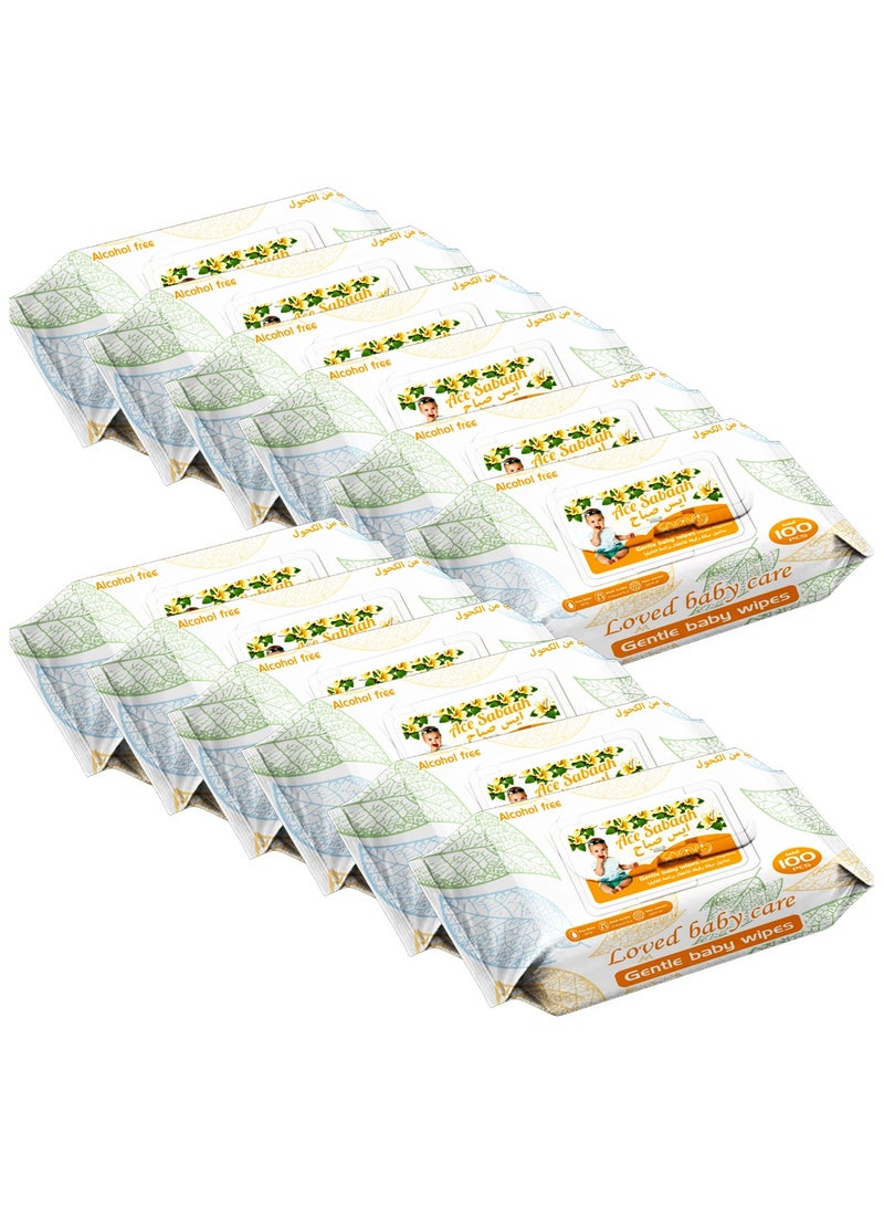 Alcohol Free Baby Wet Wipes 100s, Vanilla Scent, Pack of 12