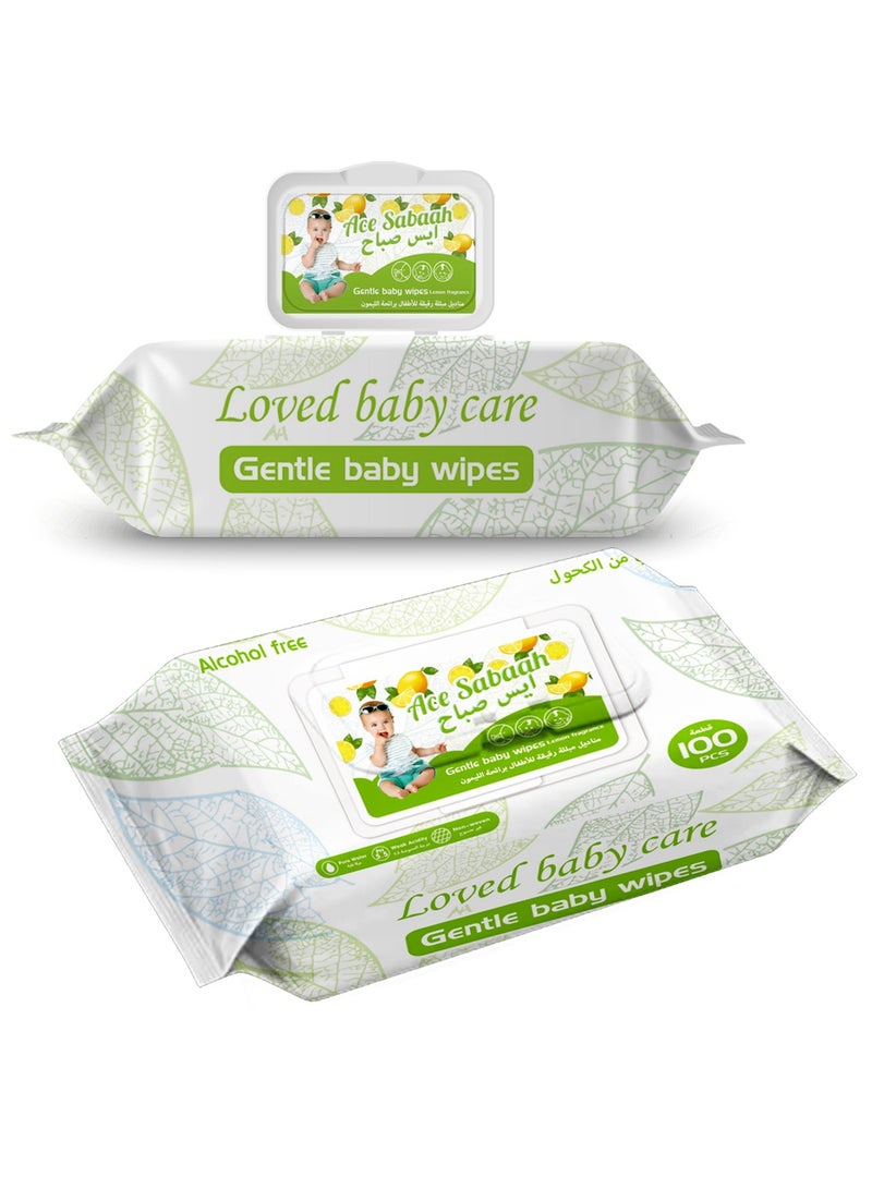 Alcohol Free Baby Wet Wipes 100s Lemon Scent Pack of 12
