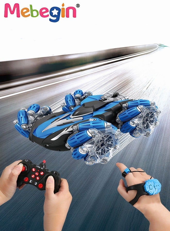 RC Stunt Car, Double Side Radio Control Drift Race Car, RC Watch Gesture Sensor Electric Toy Car, Future Concept Cosmic theme Remote Control Car with Music and Light