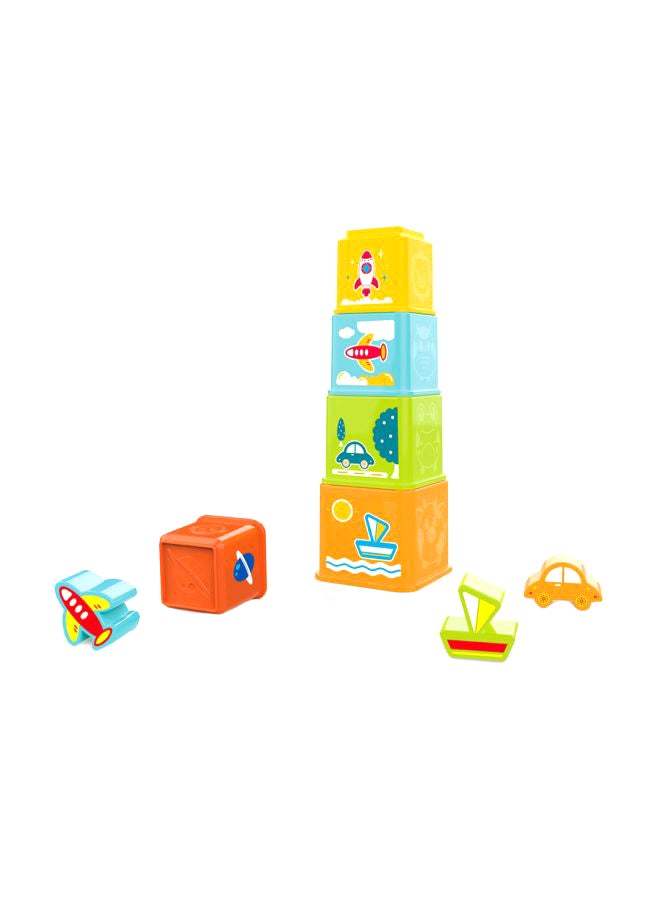 8-Piece Plastic Stack Block Set For Toddlers Multicolored Unisex 1+ Years 32.6x21.8x9.2cm