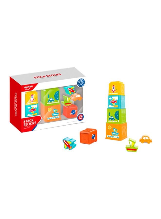 8-Piece Plastic Stack Block Set For Toddlers Multicolored Unisex 1+ Years 32.6x21.8x9.2cm