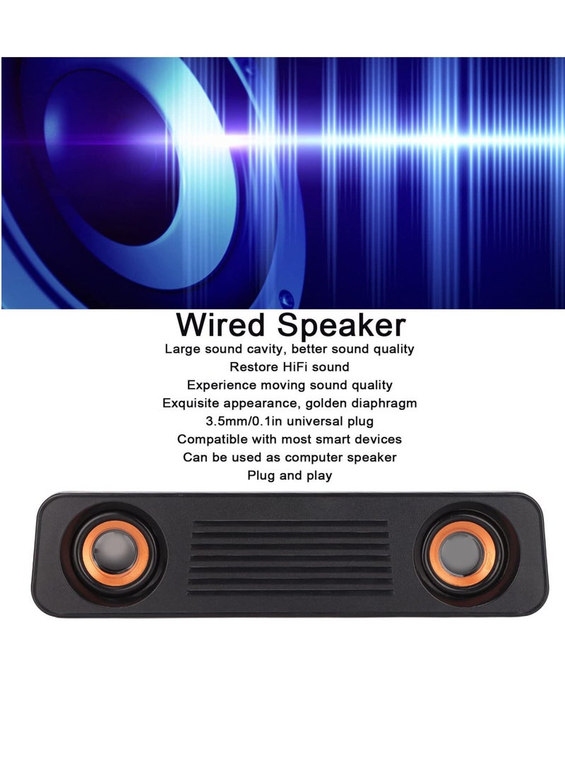 Wired Soundbar, TV Sound Bar with Subwoofer, USB HiFi 360 Degree Stereo Desktop Speaker, Home Theater Surround Sound System Speaker, for TV Gaming Projector