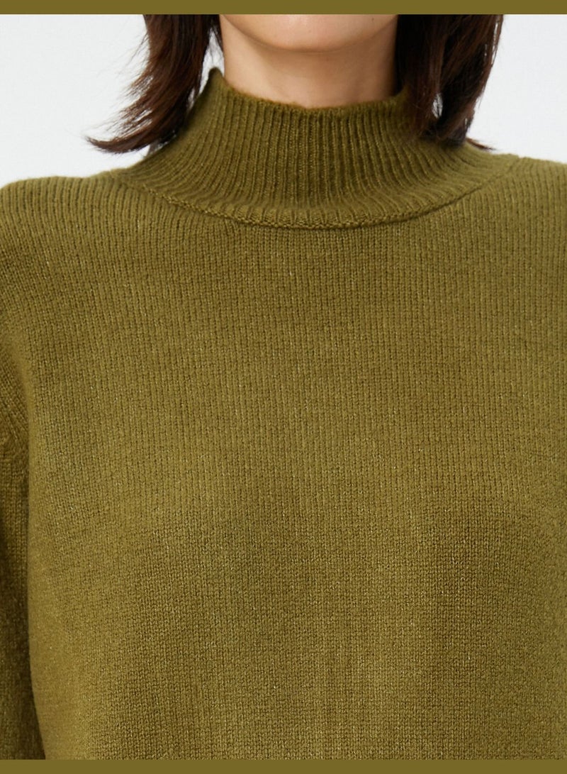 High Neck Acrylic Sweater Long Sleeve